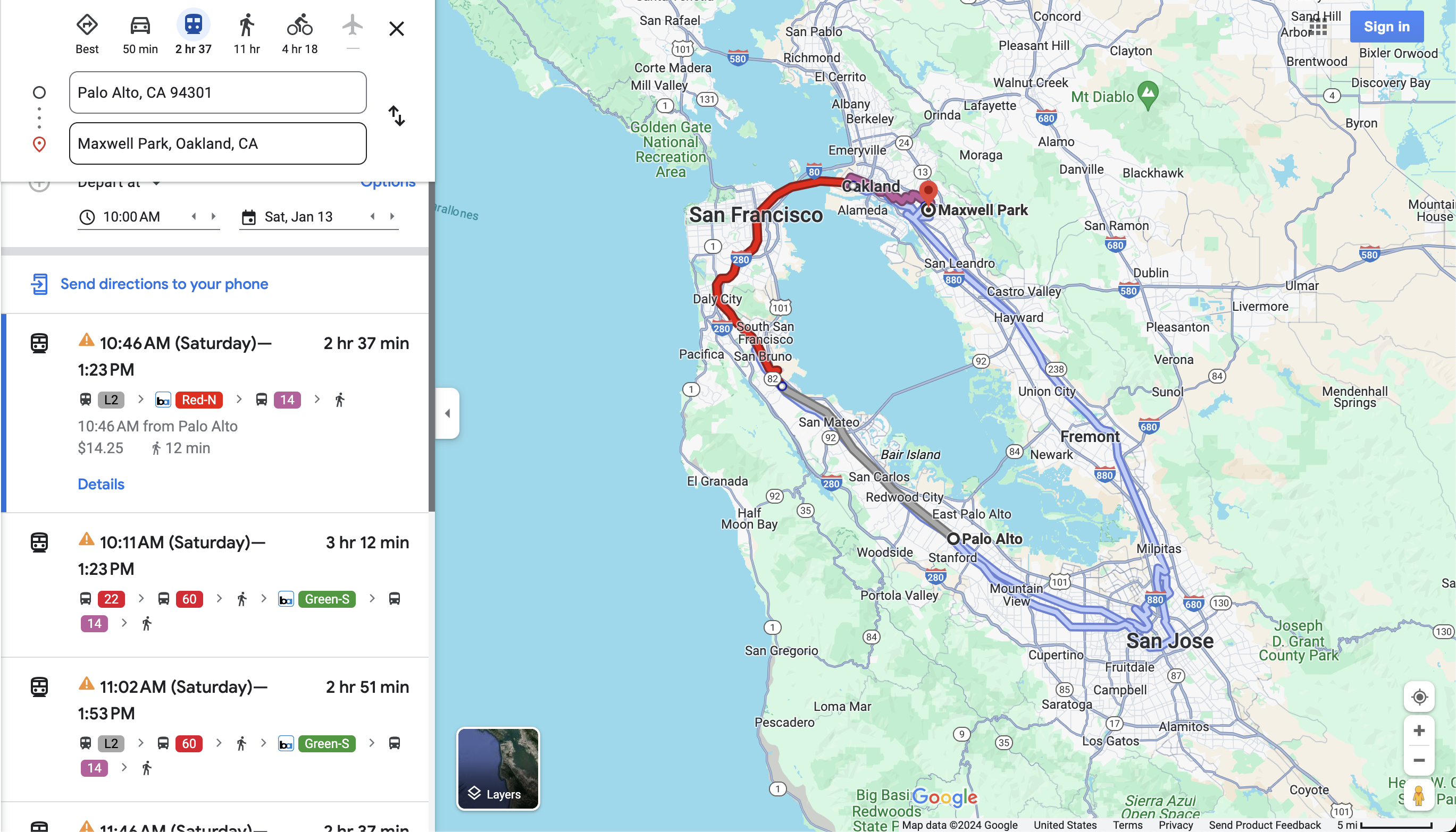 Weekend Google Maps screenshot